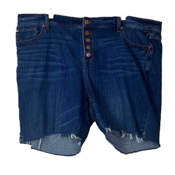 LOFT Plus Shorts Cut Offs Button Fly Raw Hem Mid Rise Dark Wash Women’s Size 22 - Picture 8 of 8